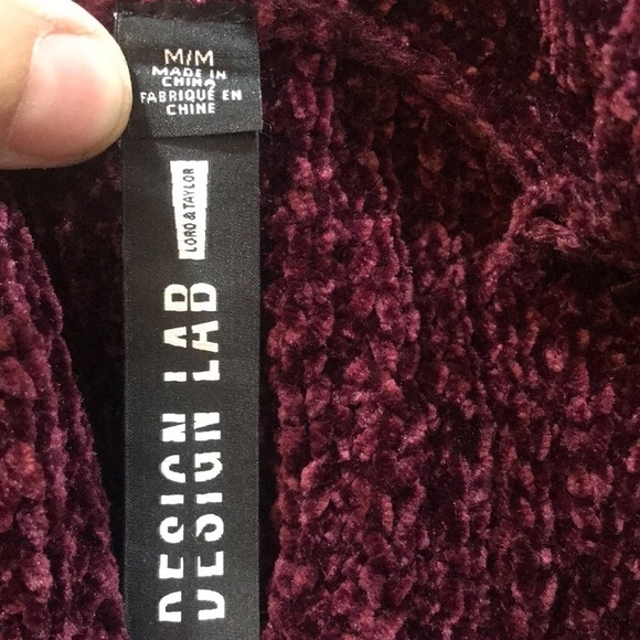 Lord & Taylor Design Lab Burgundy Cold Shoulder Style Chenille Sweater size M - Picture 3 of 7